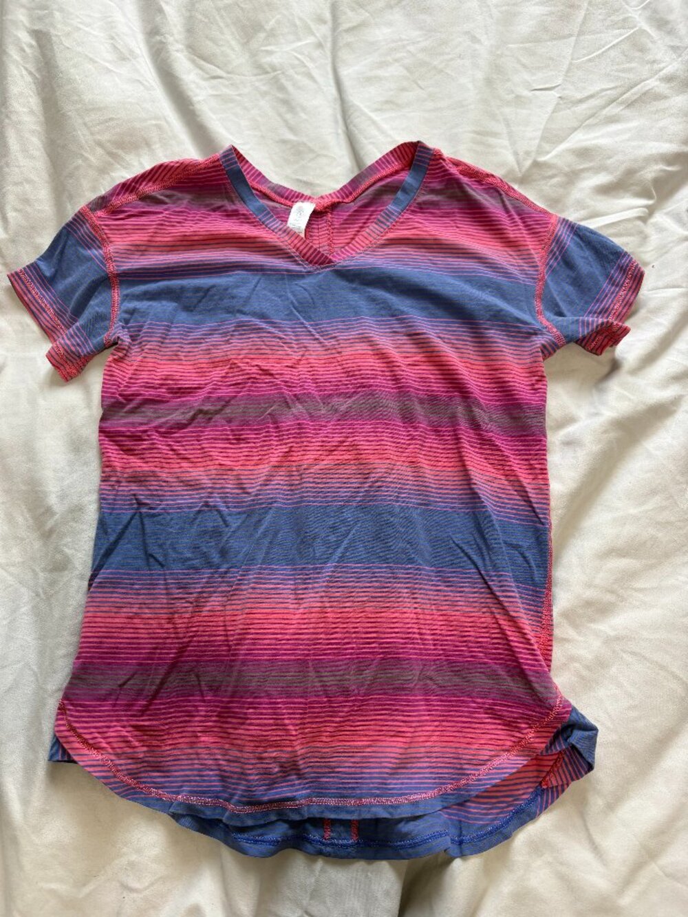 Ivivva Pink and Blue Striped Short Sleeve Tee - size 8